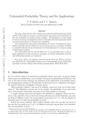 Unbounded Probability Theory and Its Applications