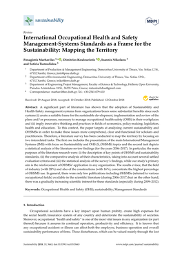 International Occupational Health and Safety Management-Systems Standards As a Frame for the Sustainability: Mapping the Territory