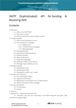 SMTP (Sophisticated) API for Sending & Receiving SMS Contents