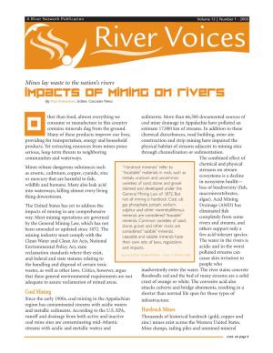 Impacts of Mining on Rivers by Paul Koberstein, Editor, Cascadia Times