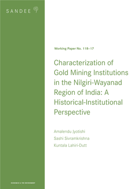Characterization of Gold Mining Institutions in the Nilgiri-Wayanad Region of India: a Historical-Institutional Perspective