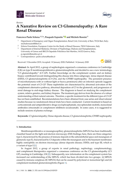 A Narrative Review on C3 Glomerulopathy: a Rare Renal Disease