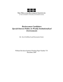 Businessman Candidates: Special-Interest Politics in Weakly Institutionalized Environments