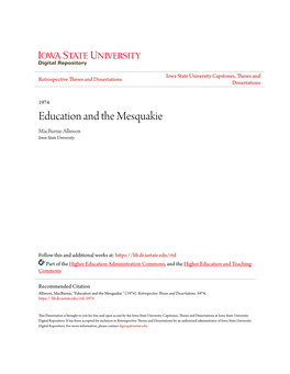 Education and the Mesquakie Macburnie Allinson Iowa State University