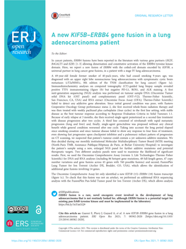 A New KIF5B–ERBB4 Gene Fusion in a Lung Adenocarcinoma Patient