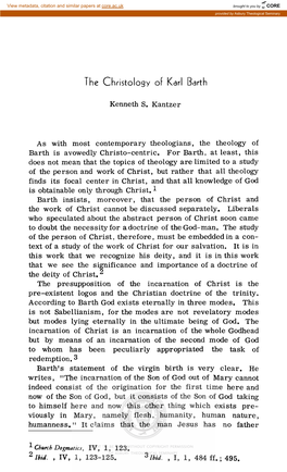 The Christology of Karl Barth