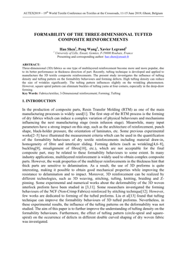 Formability of the Three-Dimensional Tufted Composite Reinforcements