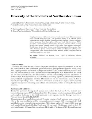 Diversity of the Rodents of Northeastern Iran