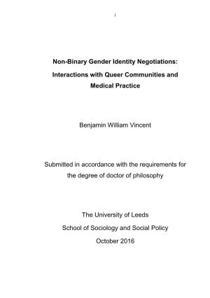 Non-Binary Gender Identity Negotiations