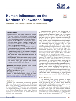 Human Influences on the Northern Yellowstone Range by Ryan M