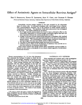 Effect of Antimitotic Agents on Intracellular Reovirus Antigen*