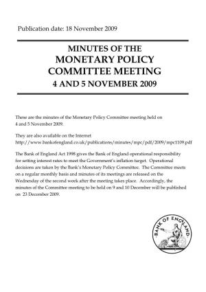 Minutes of the Monetary Policy Committee Meeting Held on 4 & 5