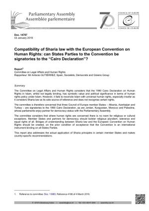Compatibility of Sharia Law with the European Convention on Human Rights: Can States Parties to the Convention Be Signatories to the “Cairo Declaration”?