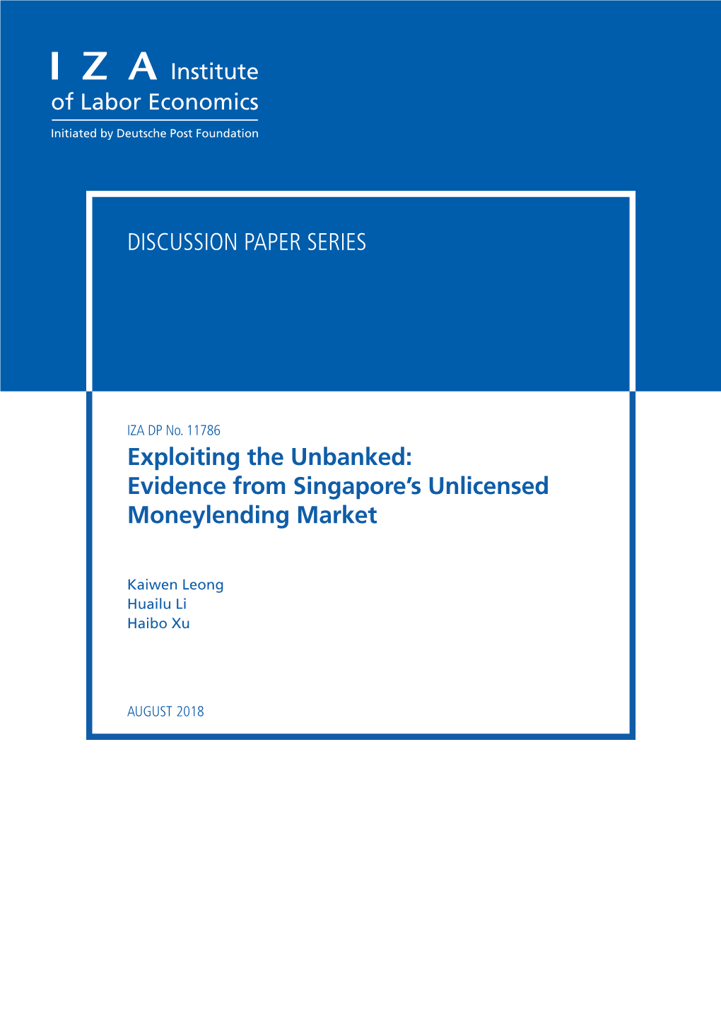 Evidence from Singapore's Unlicensed Moneylending Market
