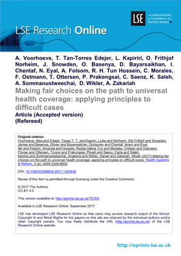 Making Fair Choices on the Path to Universal Health Coverage: Applying Principles to Difficult Cases Article (Accepted Version) (Refereed)