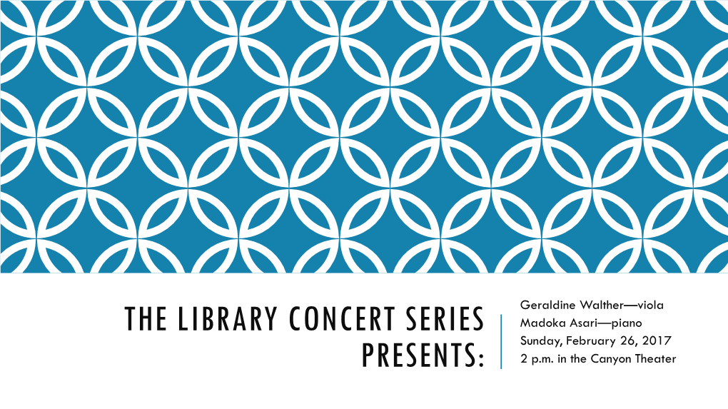 The Library Concert Series Presents