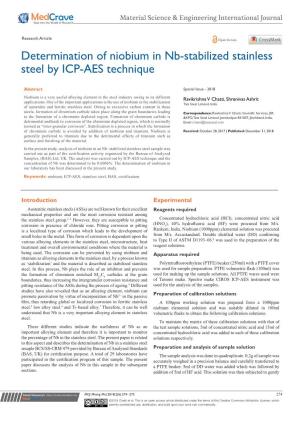 Determination of Niobium in Nb-Stabilized Stainless Steel by ICP-AES Technique