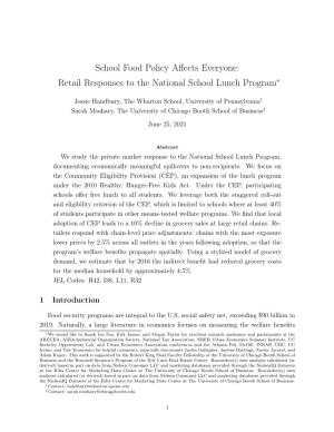 School Food Policy Affects Everyone: Retail Responses to the National School Lunch Program∗