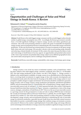 Opportunities and Challenges of Solar and Wind Energy in South Korea: a Review