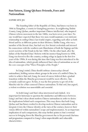 Sun Yatsen, Liang Qichao: Friends, Foes and Nationalism