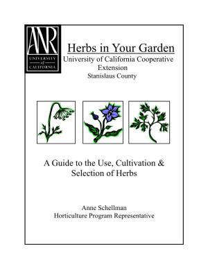 Herbs in Your Garden University of California Cooperative Extension Stanislaus County