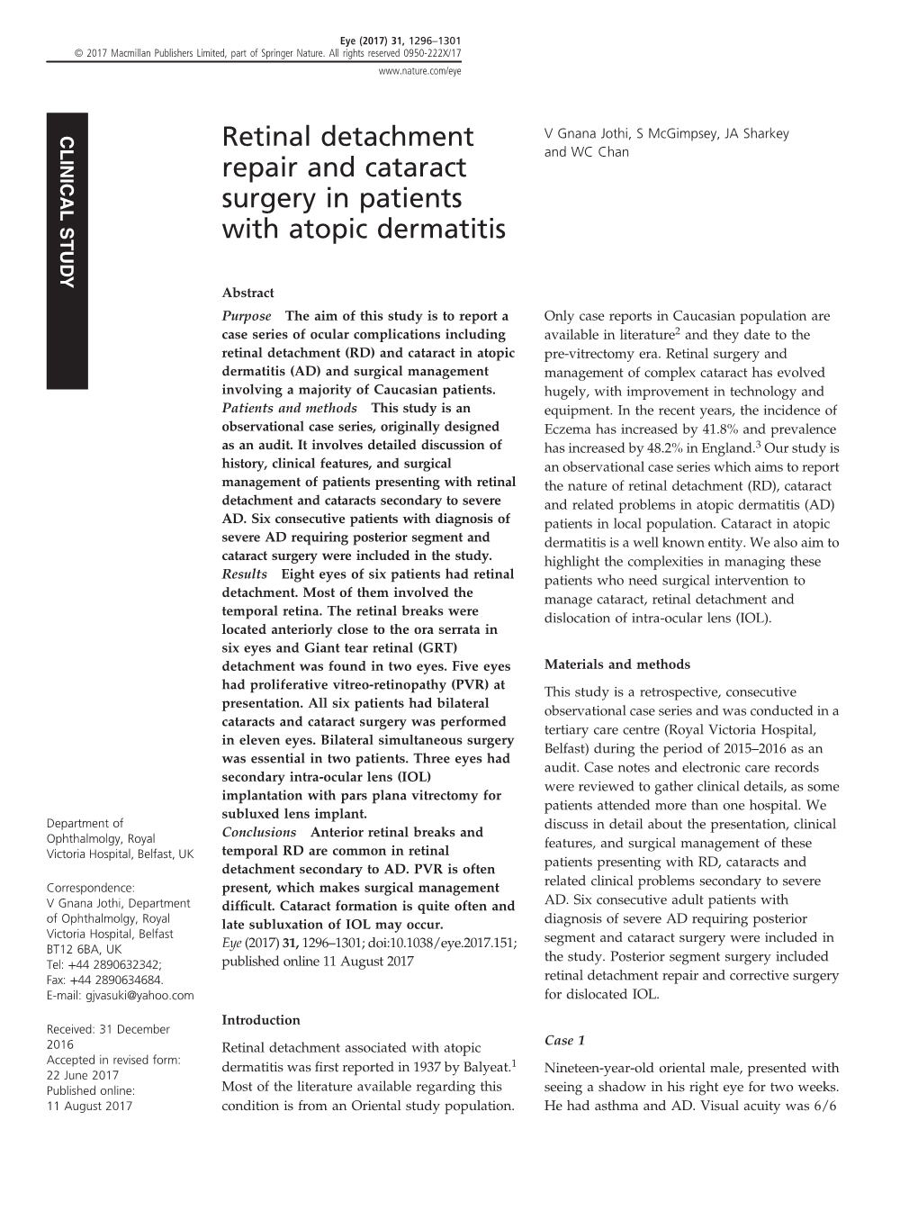 Retinal Detachment Repair and Cataract Surgery in Patients With