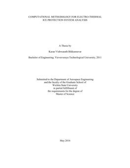 Computational Methodology for Electro-Thermal Ice Protection System Analysis