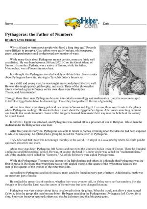 Pythagoras: the Father of Numbers by Mary Lynn Bushong