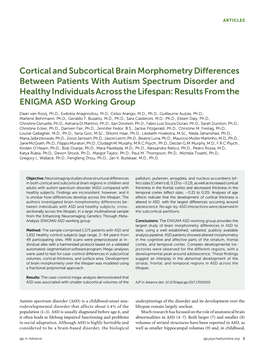 Cortical and Subcortical Brain Morphometry Differences Between Patients with Autism Spectrum Disorder and Healthy Individuals Ac