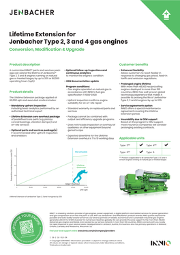 Lifetime Extension for Jenbacher Type 2, 3 and 4 Gas Engines Conversion, Modification & Upgrade