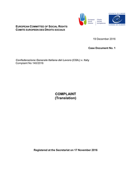 Complaint No 140/2016