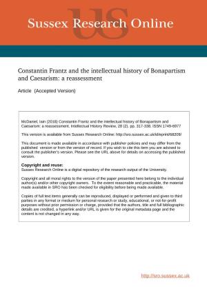 Constantin Frantz and the Intellectual History of Bonapartism and Caesarism: a Reassessment