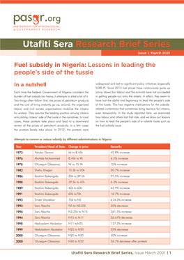Utafiti Sera Research Brief Series,March 2021