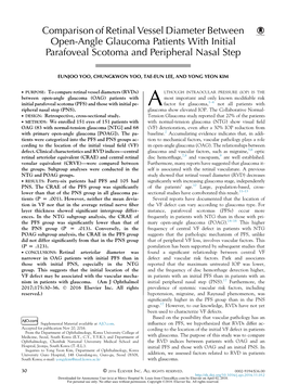 Comparison of Retinal Vessel Diameter Between Open-Angle Glaucoma Patients with Initial Parafoveal Scotoma and Peripheral Nasal Step