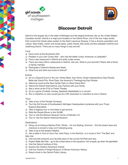 Discover Detroit Patch Program Flyer
