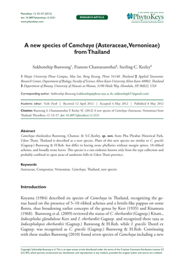 A New Species of Camchaya (Asteraceae, Vernonieae) from Thailand