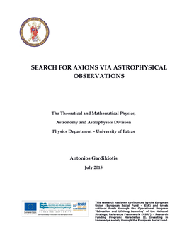 Search for Axions Via Astrophysical Observations