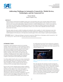 Addressing Challenges in Automotive Connectivity: Mobile Devices, Technologies, and the Connected Car