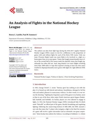 An Analysis of Fights in the National Hockey League