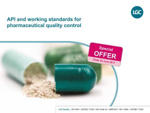 API and Working Standards for Pharmaceutical Quality Control