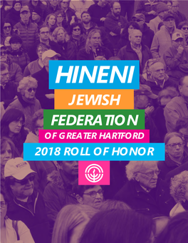 Jewish Federation of Greater Hartford 2018 Roll of Honor from the Chair of the Board