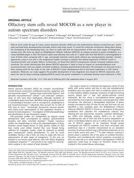 Olfactory Stem Cells Reveal MOCOS As a New Player in Autism Spectrum Disorders