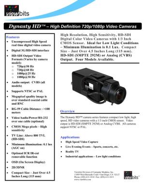 Dynasty HD™ – High Definition 720P/1080P Video Cameras