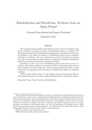 Rehabilitation and Recidivism: Evidence from an Open Prison∗