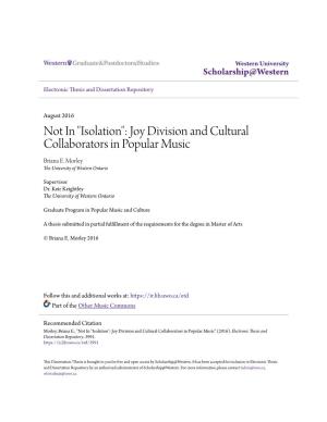 Joy Division and Cultural Collaborators in Popular Music Briana E