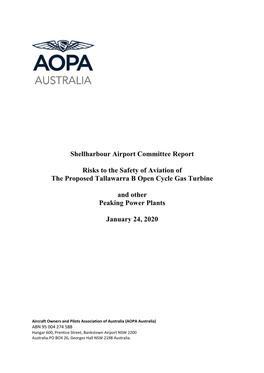 Risks to the Safety of Aviation of the Proposed Tallawarra B Open Cycle Gas Turbine