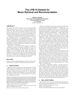 The LFM-1B Dataset for Music Retrieval and Recommendation