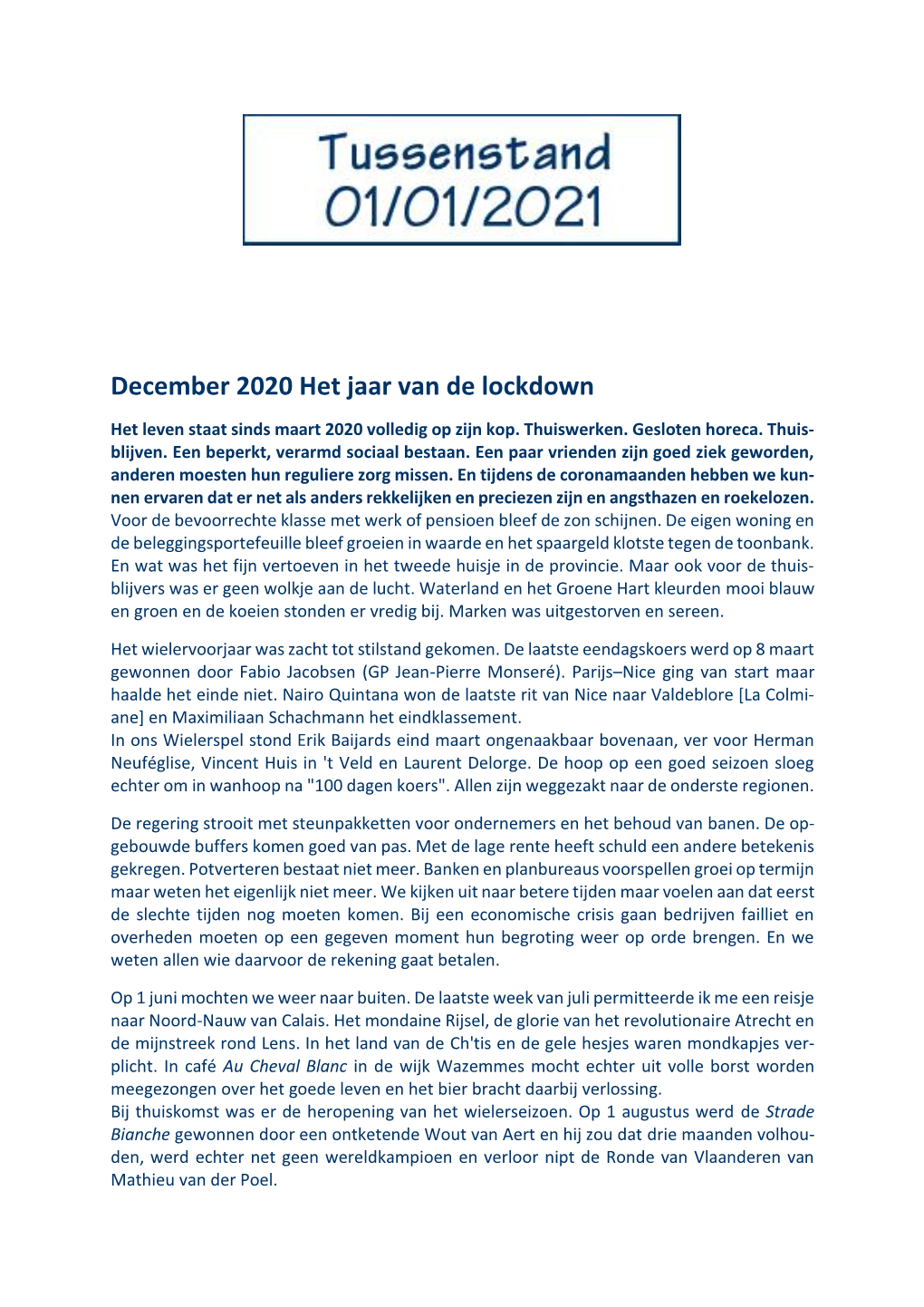 December 2020: Resultaten Seizoen 2020 Geanalyseerd