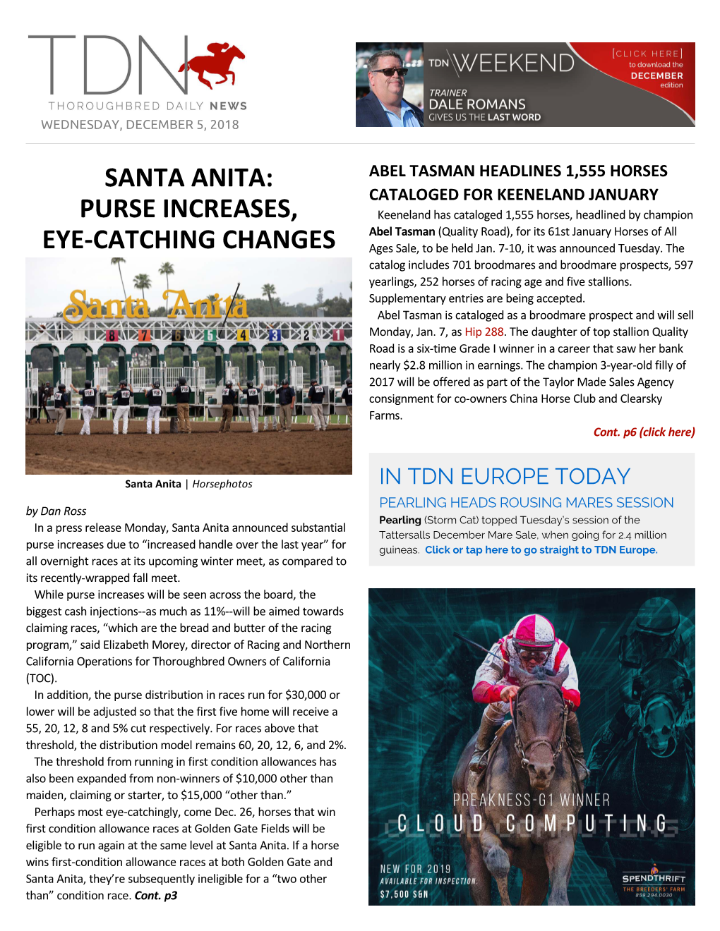 Santa Anita: Purse Increases, Eye-Catching Changes