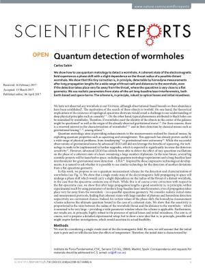 Quantum Detection of Wormholes Carlos Sabín